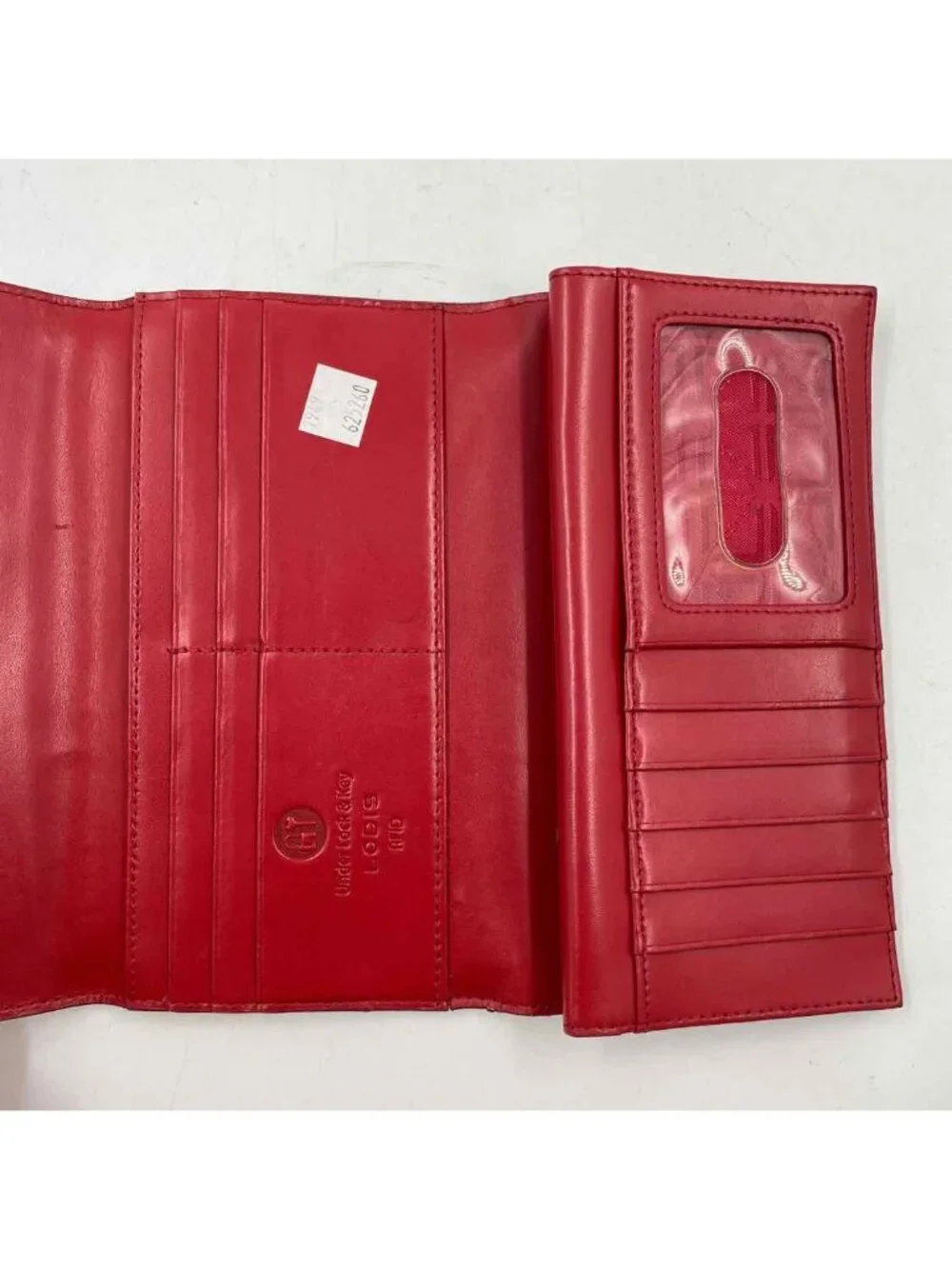 LODIS Black Leather Wallet Trifold Women's Red Lining RFID